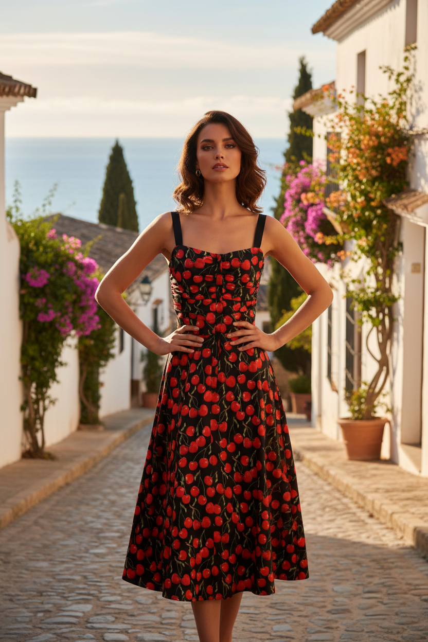 Lucia Cherry Belt Dress