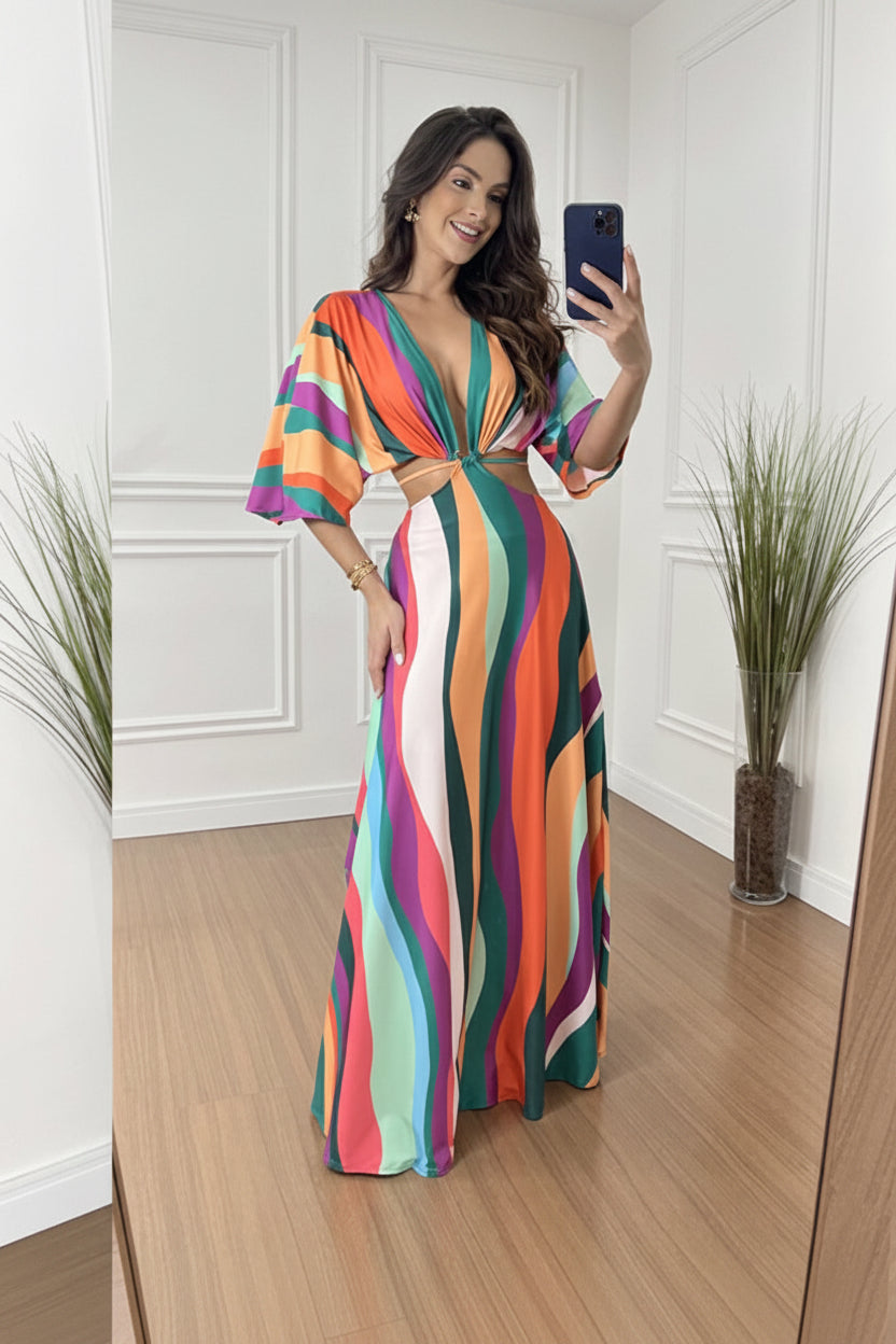 El Sol Stripe Maxi Dress